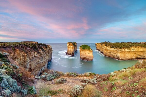 The sea bay under a cloudy sky