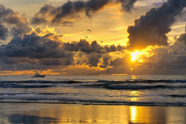 Landscape for inspiration. A ship at sea