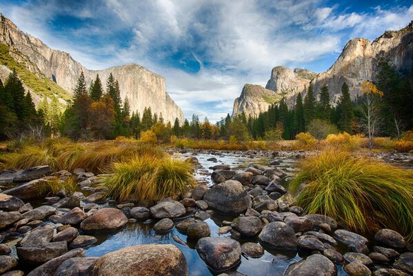 A small, quiet mountain river in the gorge