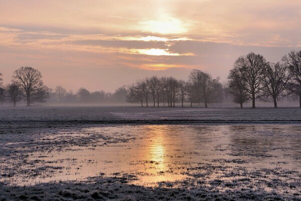 Paysage de temps brumeux et nuageux