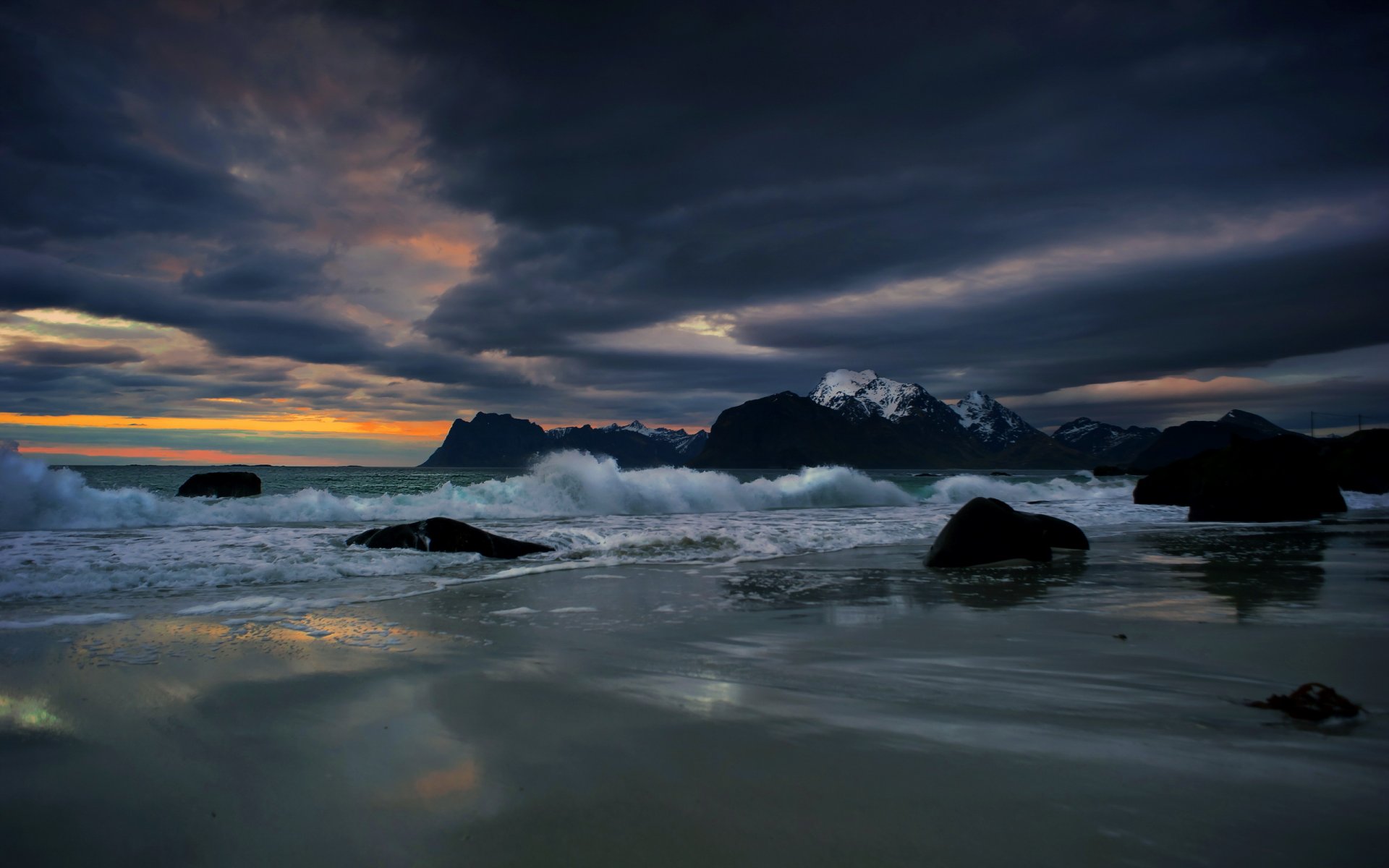 mar costa noche paisaje