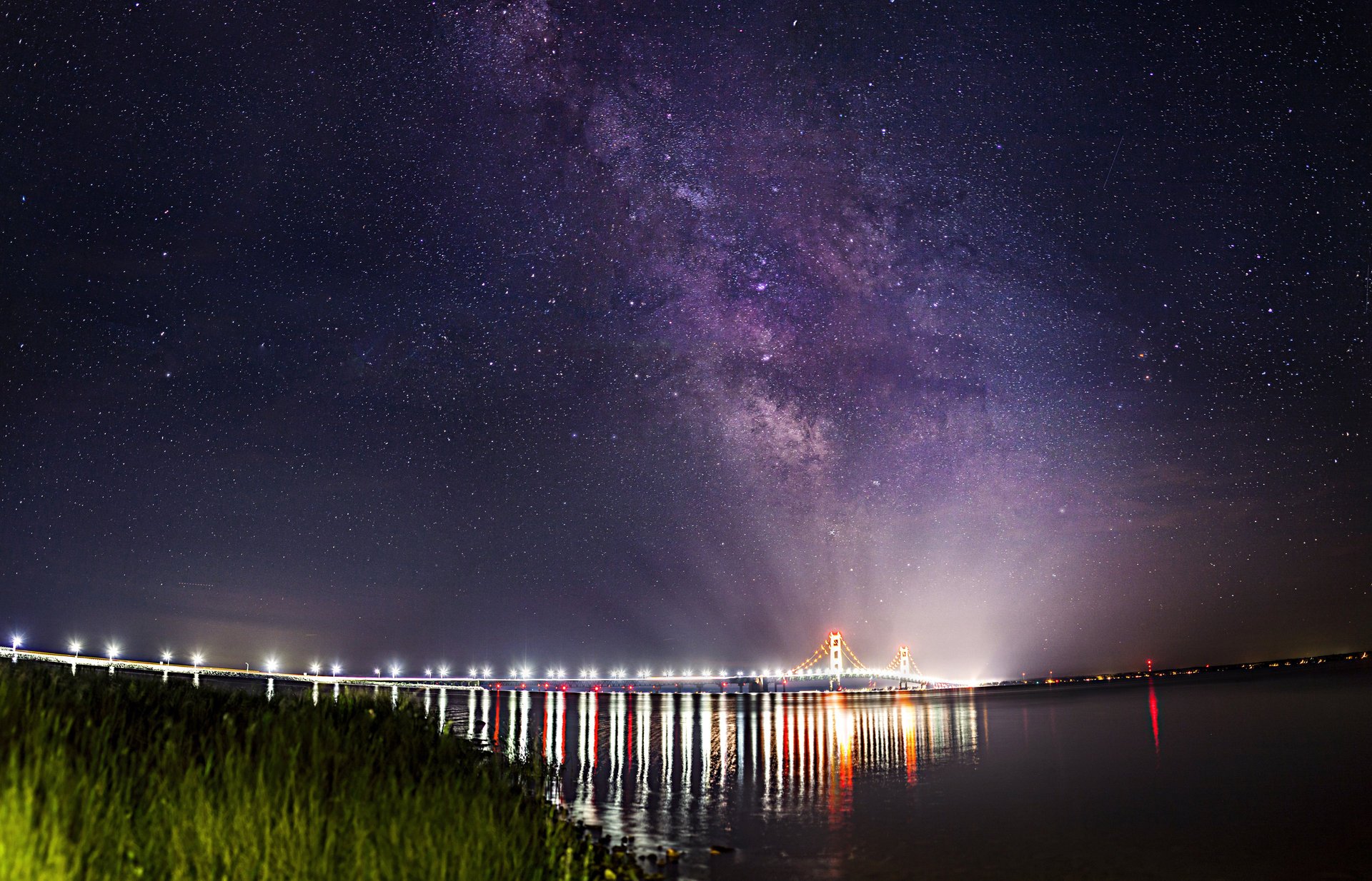 paesaggio stelle via lattea ponte ponte di mackinac stretto mackinac luci