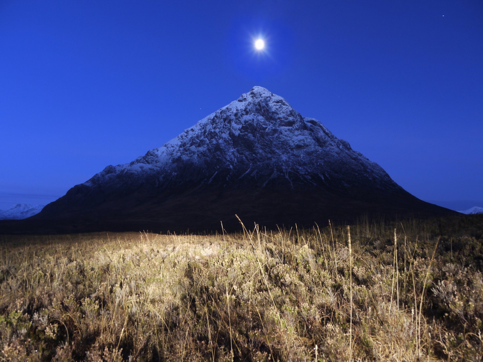 night mountain moon the field gra