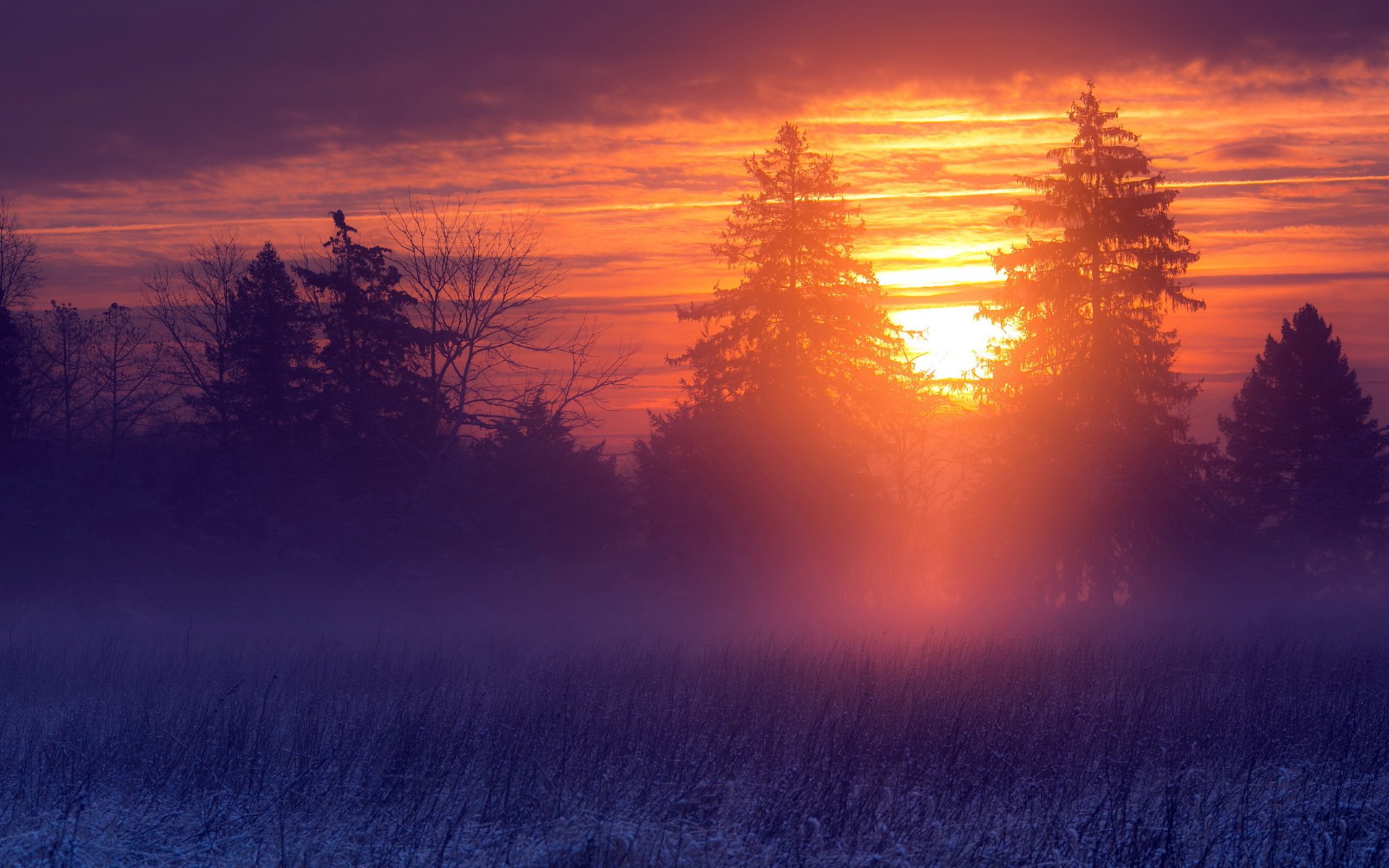 puesta de sol invierno paisaje
