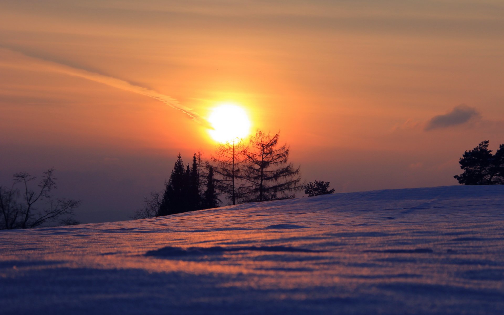 sonnenuntergang winter landschaft