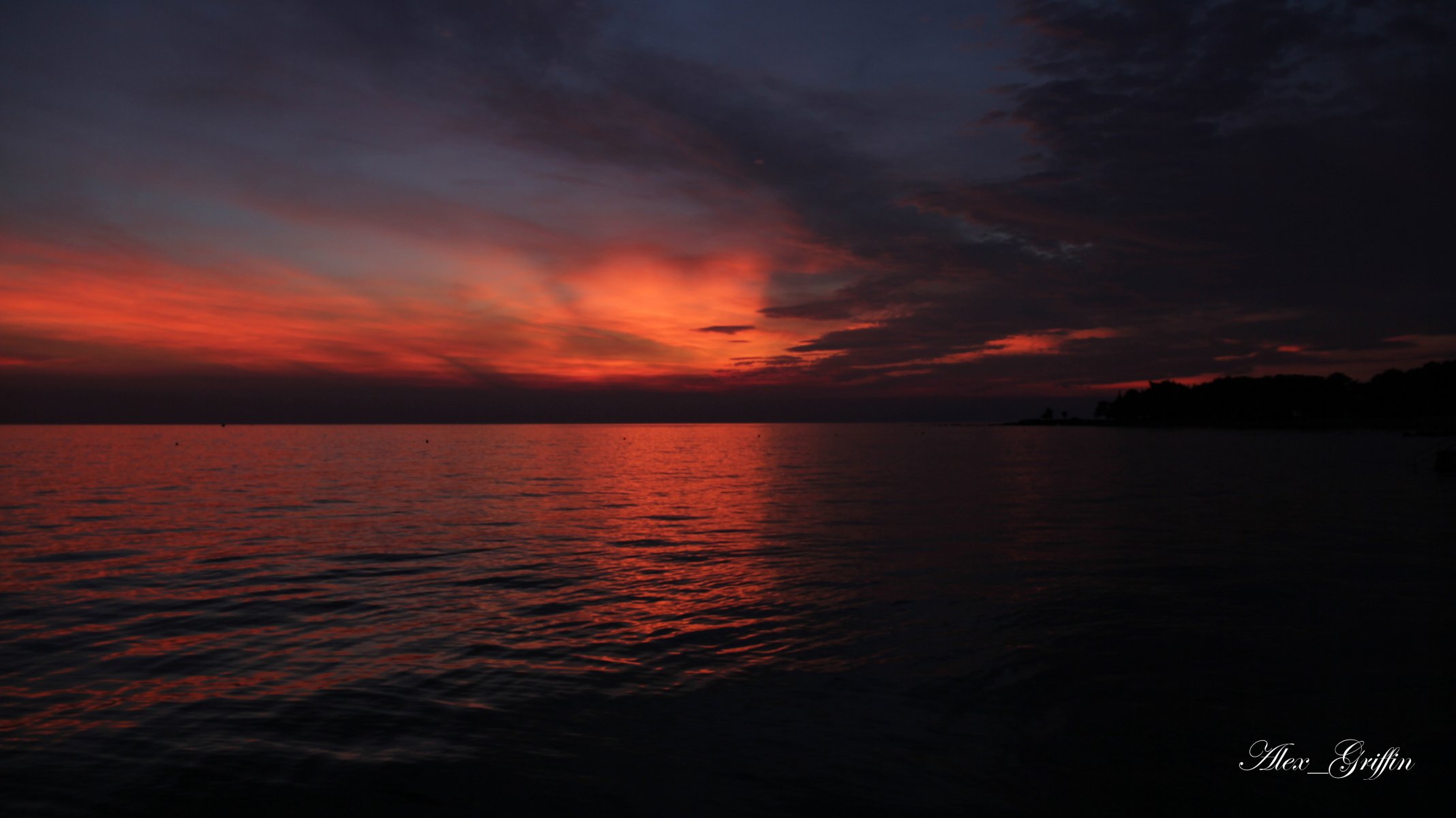 пейзаж закат море тучи