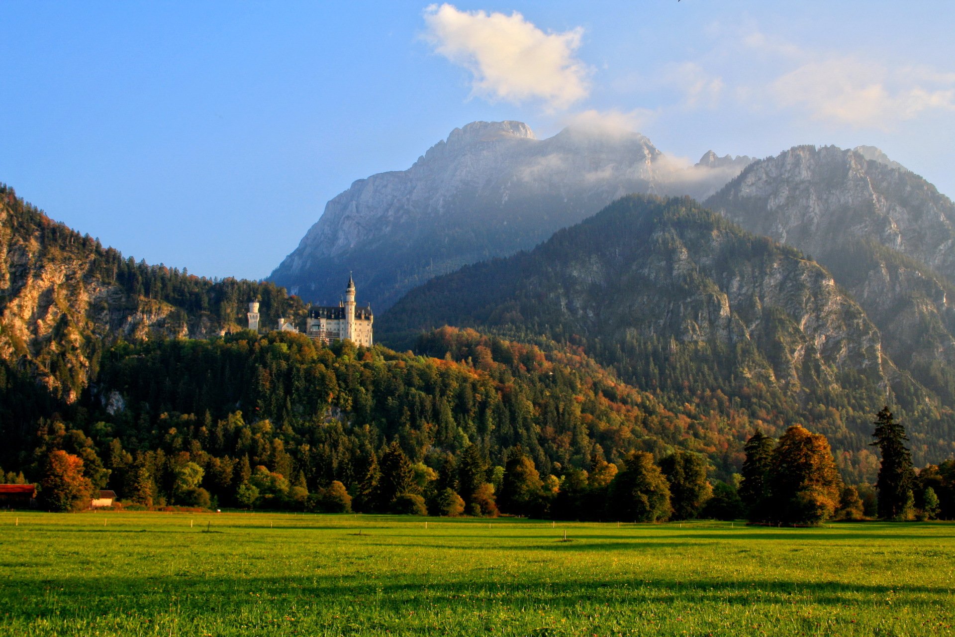германия швангау горы замок облака лес природа фото
