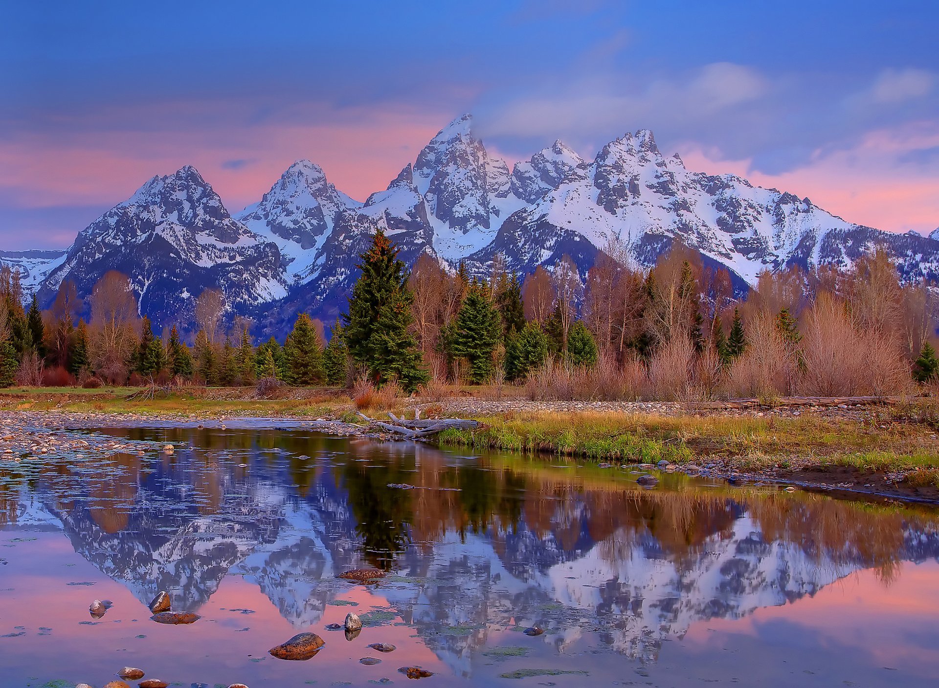 wyoming stati uniti d america cielo nuvole montagne foresta fiume natura lago pietre alberi