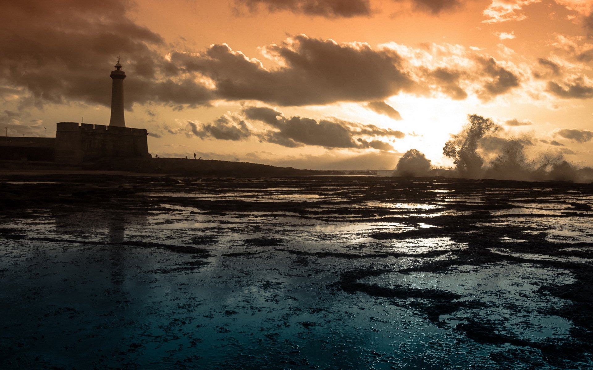 meer leuchtturm sonnenuntergang landschaft