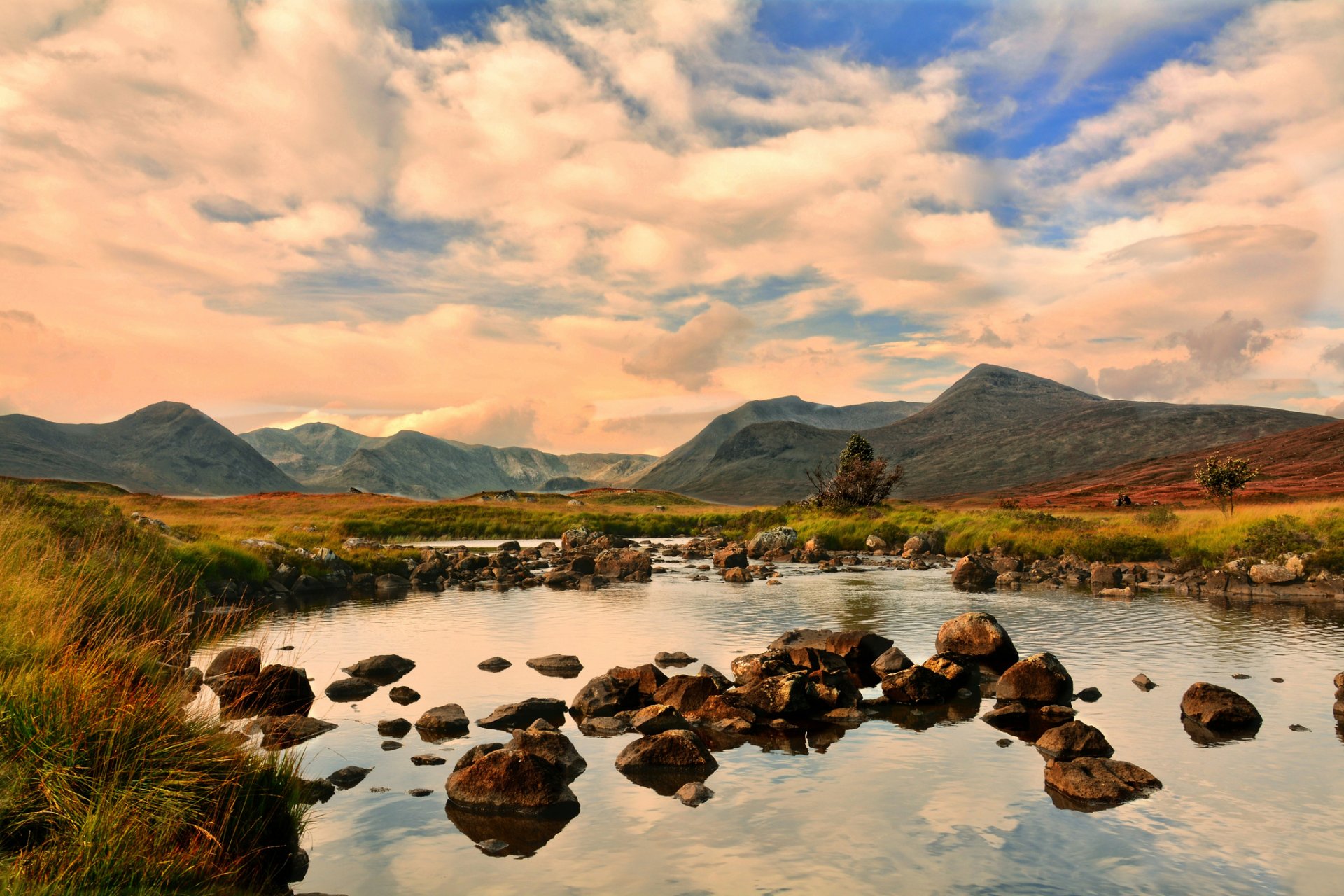 mountain valley lake stone