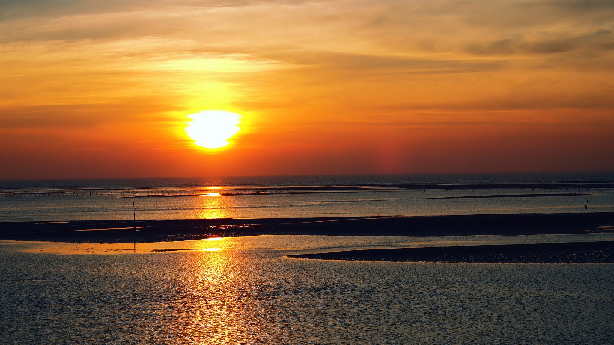taiwan meerenge abend sonne golden sonnenuntergang orange himmel horizont