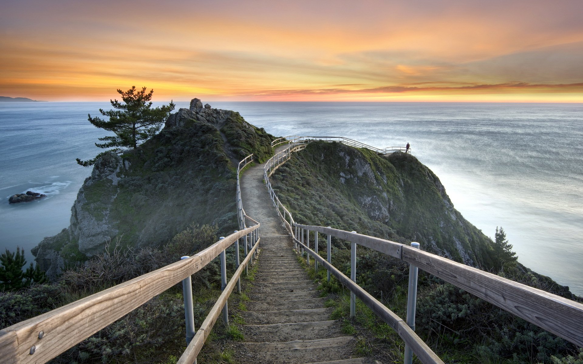 united states california mill valley sunset sea landscape