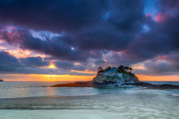Seashore on the beach at sunset france