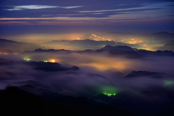 Night mountain glow