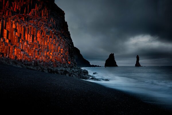 Thunderclouds over the rocky coast