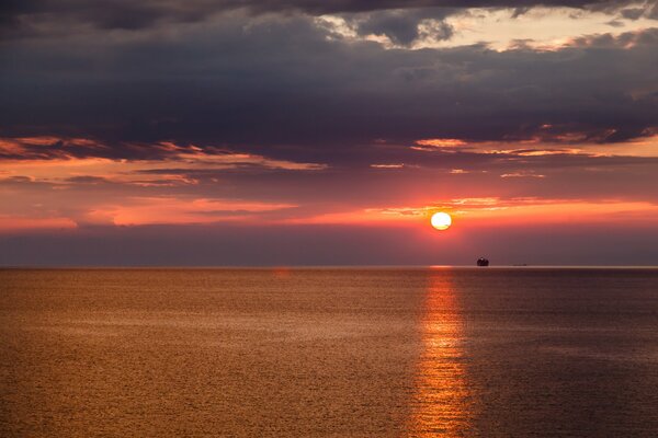 Sunset on the Gulf of Genoa in Italy