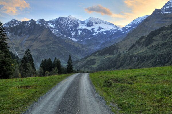 Hilly terrain with a road
