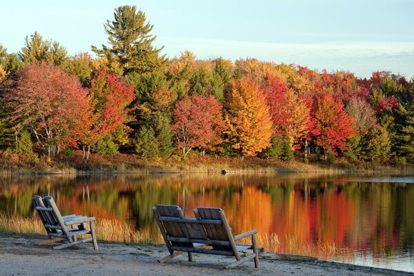 Herbstlandschaft des Sees